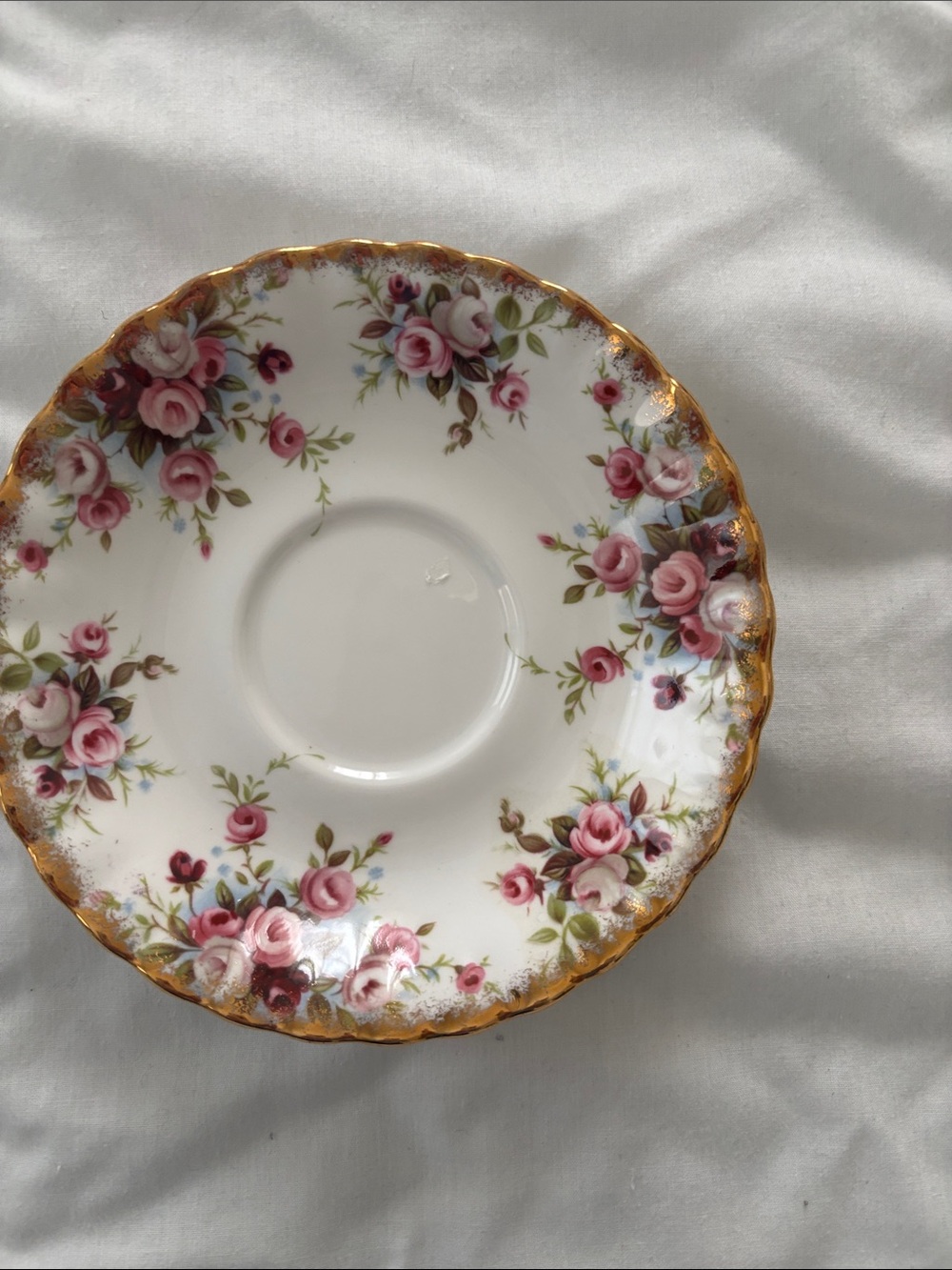 Royal Albert Pink Rose Floral Saucer with Gold Rim Tea saucer